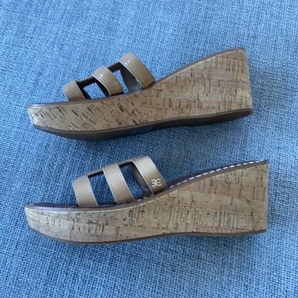 Sam Edelman Rolita Wedge Sandal Size 9.5 Nude and Cork NWOT - Picture 7 of 7